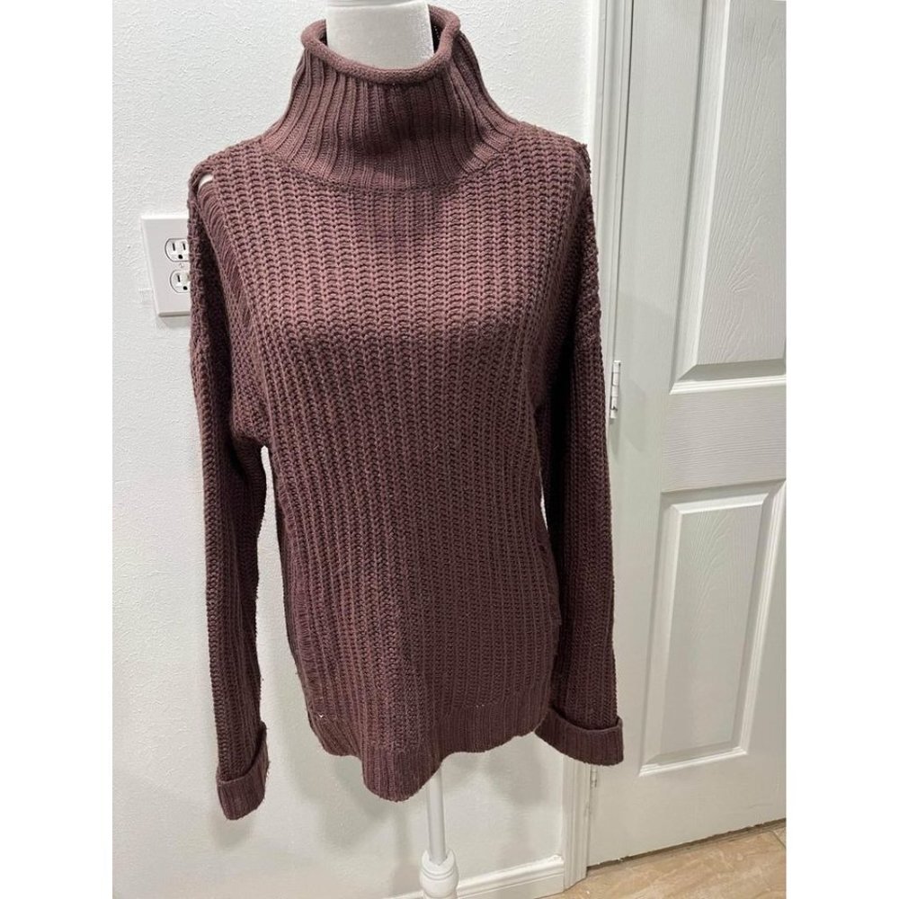 Supplies knitted distressed plum color sweater size medium